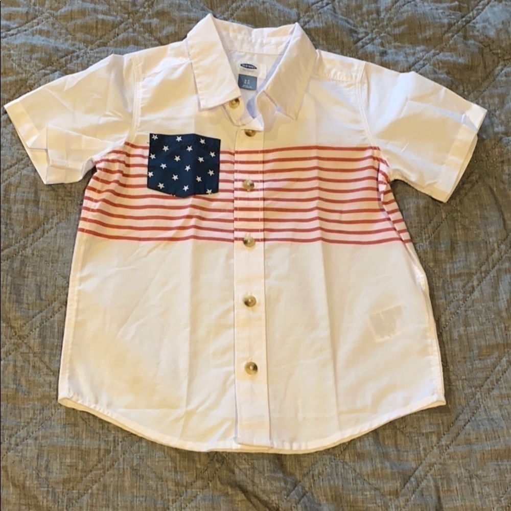 Patriotic button down collared shirt